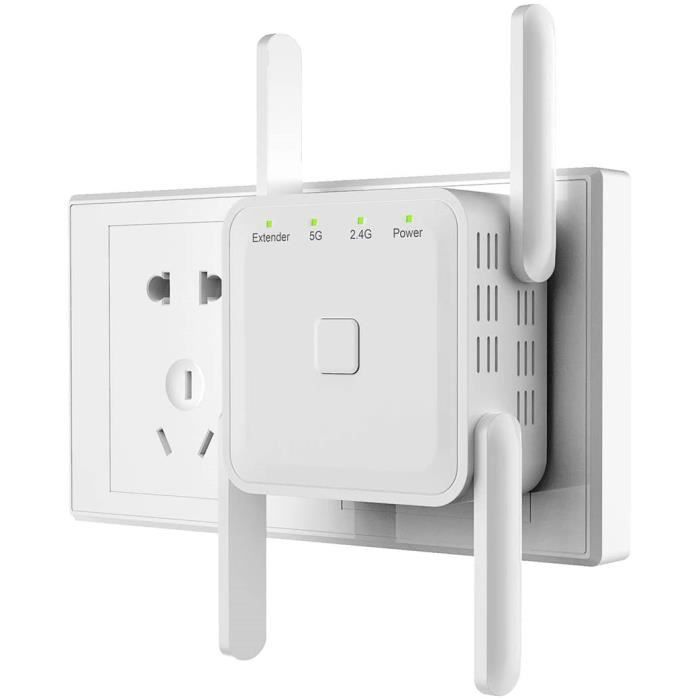 WiFi-versterker, WiFi-repeater, krachtige draadloze WiFi-versterker, 1200 Mbps 2,4 GHz/5 GHz WiFi-extender met toegangspunt