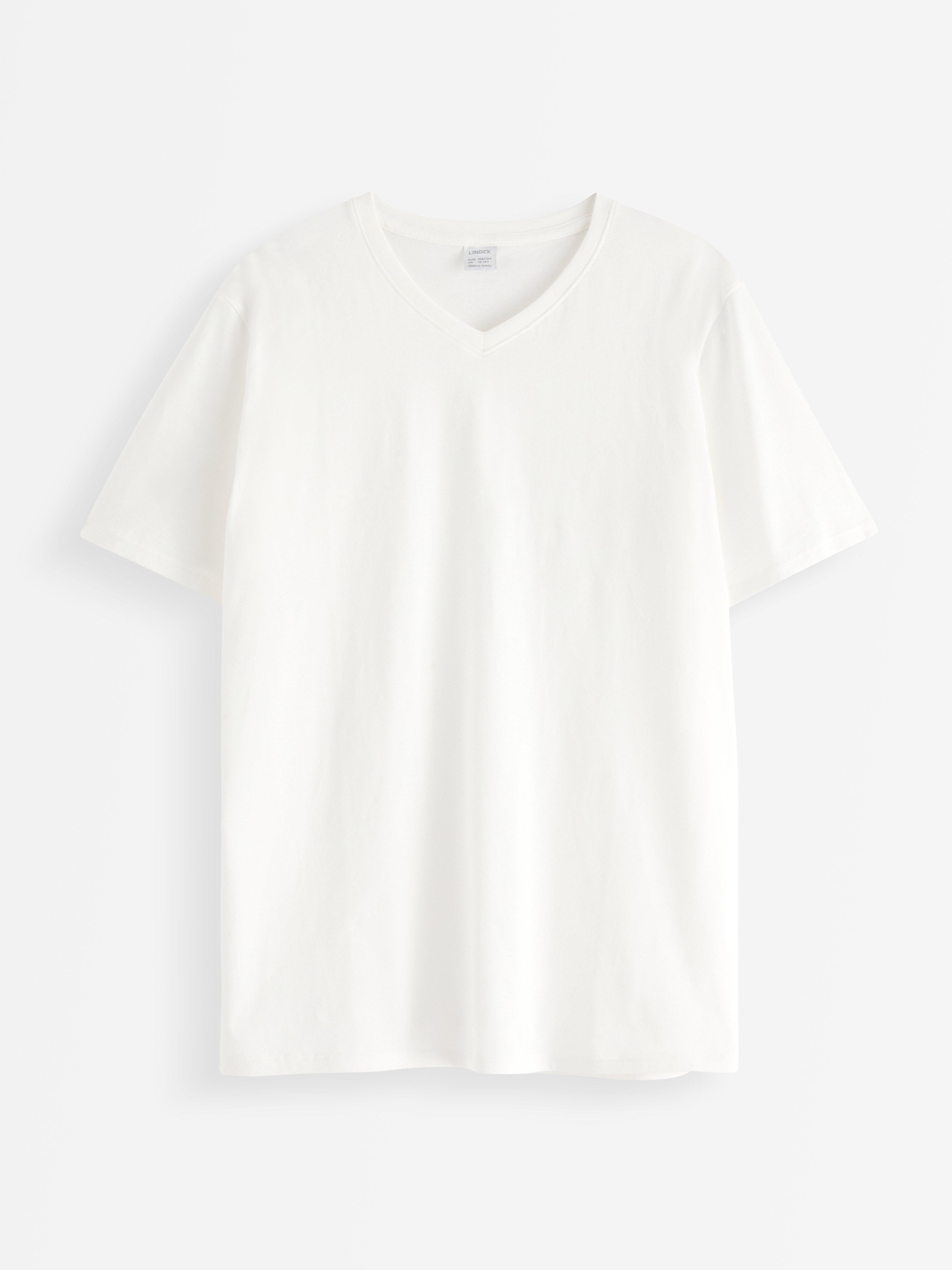 Tricou cu decolteu în V Off White