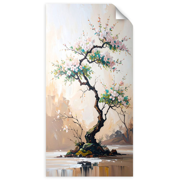 Naklejka na ścianę  Feeby Drzewko Bonsai Białe Kwiaty Gałązki 40x80