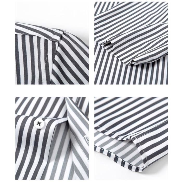 Camicia da uomo a maniche corte a righe INSFITY - Blu - Colletto a camicia - Vestibilità regolare