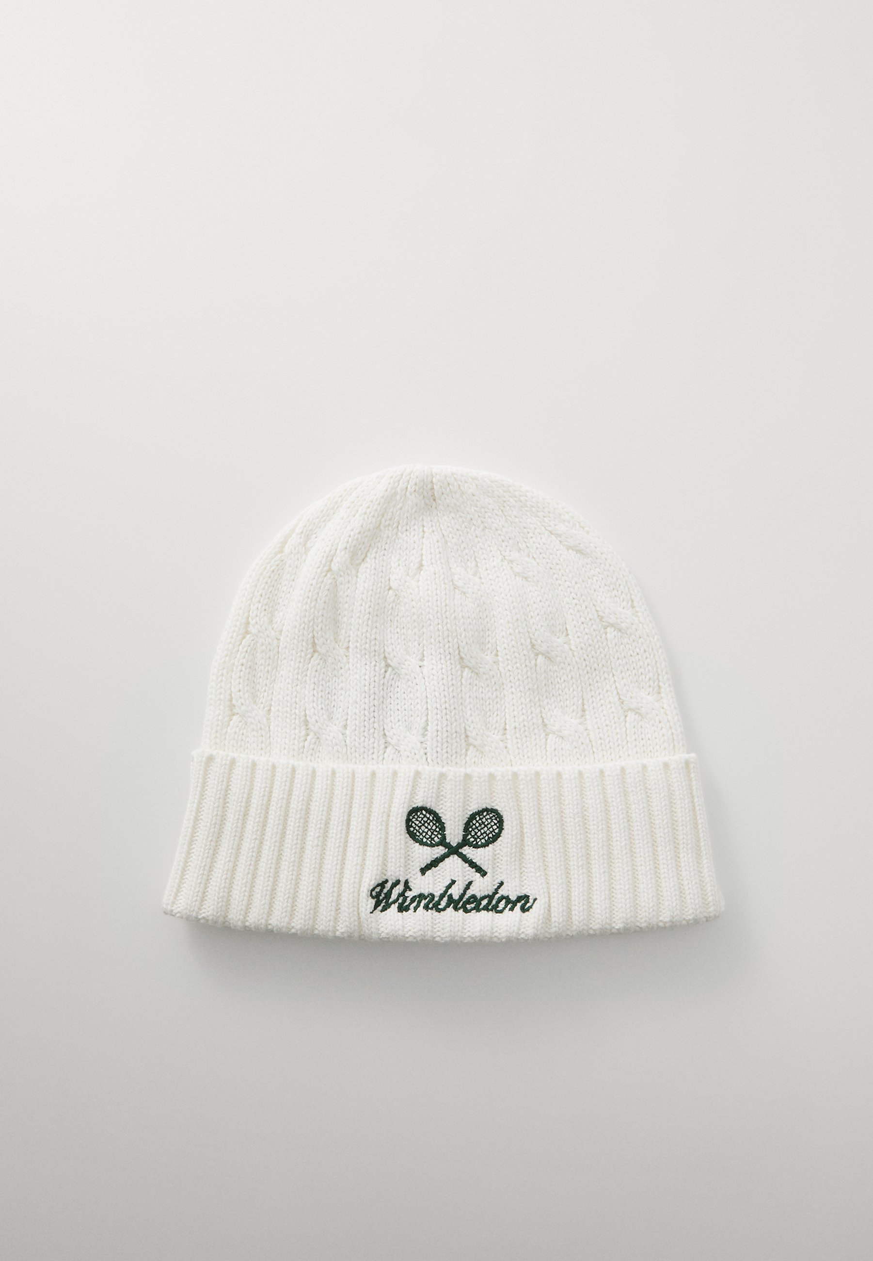 Polo Ralph Lauren WIMBLEDON CABLE KNIT LOGO BEANIE - Čiapka - krémová