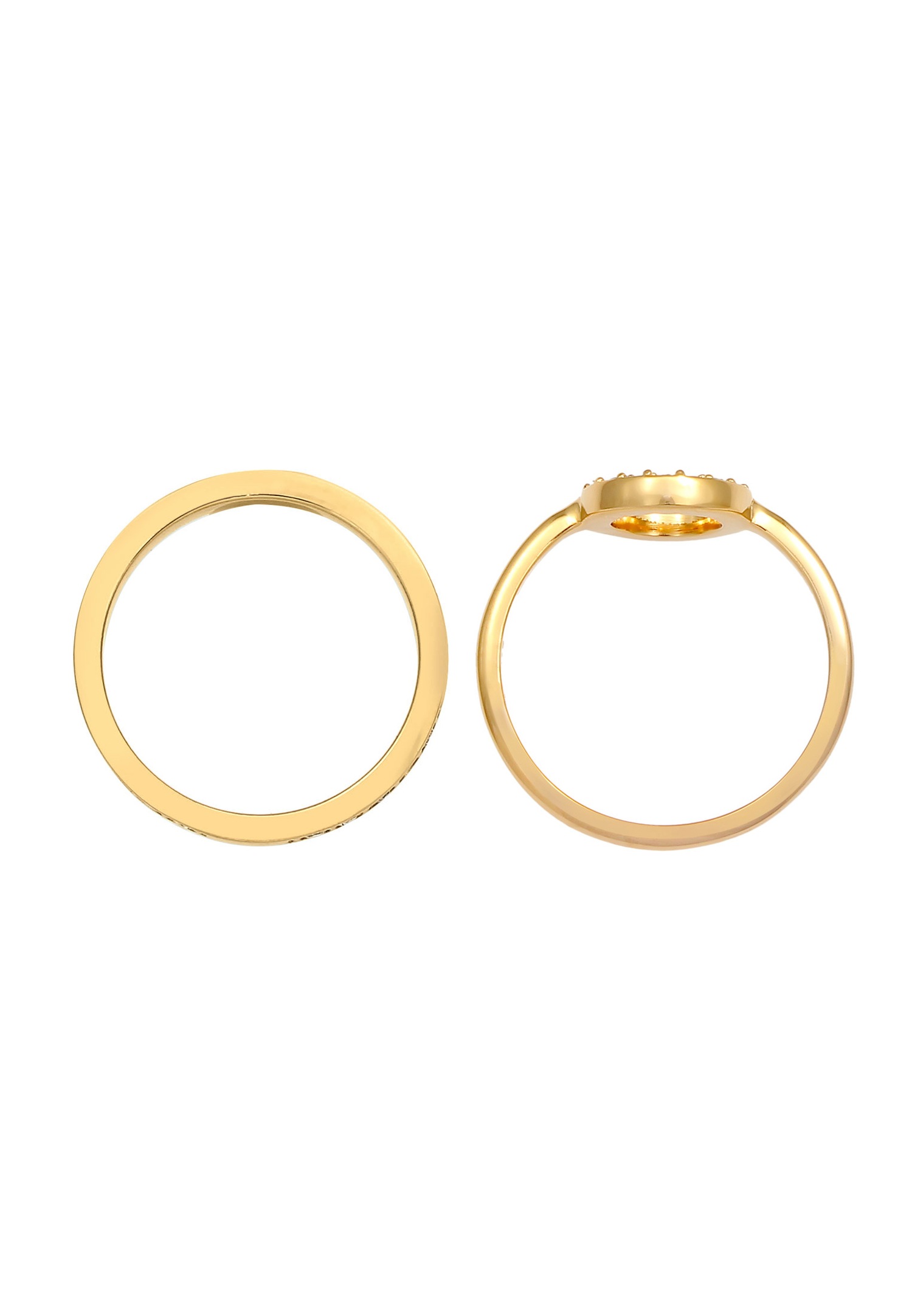 Elli PREMIUM Femmes Bague Duo Memorie Cercle Géo Intemporel avec cristaux en argent sterling 925