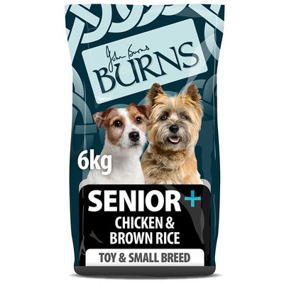 Burns Senior+ Toy & Small Breed - Pui și Orez Brun