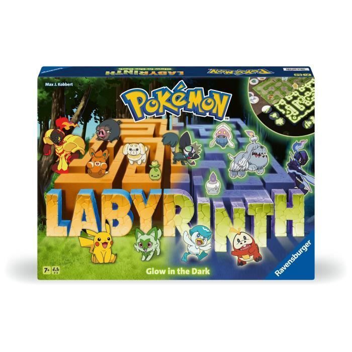 Pokémon Laberinto, Juego de mesa clásico, Brilla en la oscuridad, Para niños y familias, A partir de 7 años, 22705, Ravensburger
