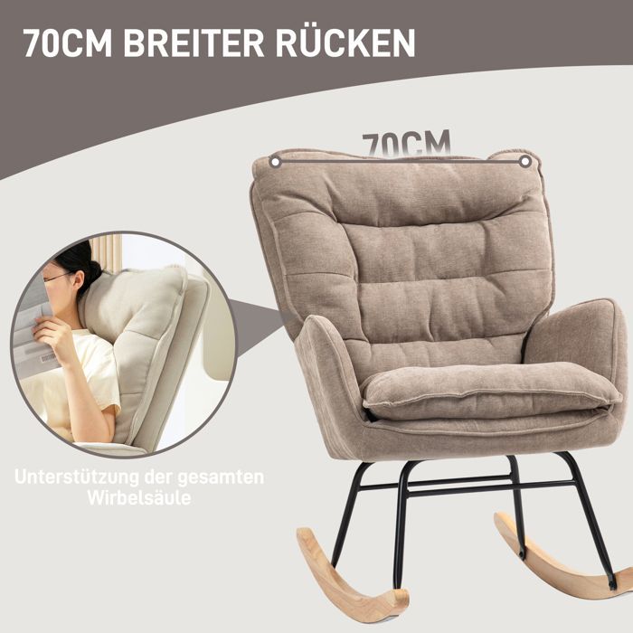 Mecedora, sillón, silla de lactancia con aspecto de chenilla, mecedora de hasta 1 plaza.