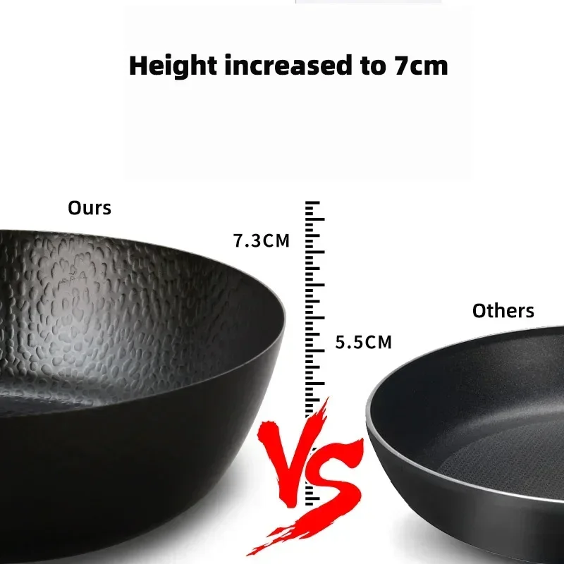 Poêle en fonte non revêtue, wok traditionnel en acier au carbone de 28 cm (11 pouces), compatible avec les plaques à gaz et à induction, Universa Kitchen Cookwar, poêle antiadhésive