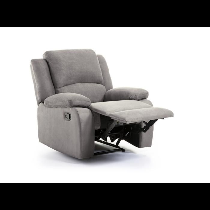 Poltrona relaxante LEO de 1 lugar em microfibra cinza - L88 x 93 x 96 cm - LOUNGITUDE
