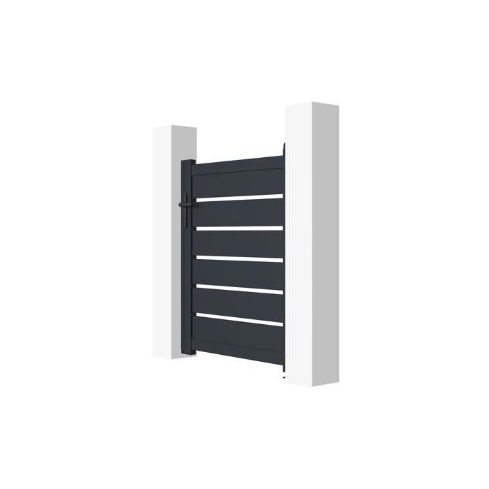 Puerta y postes - Casanoov - VOGEL - 1 m de altura (125 cm) - Gris - Aluminio / 2 postes EIFEL de altura (166 cm)