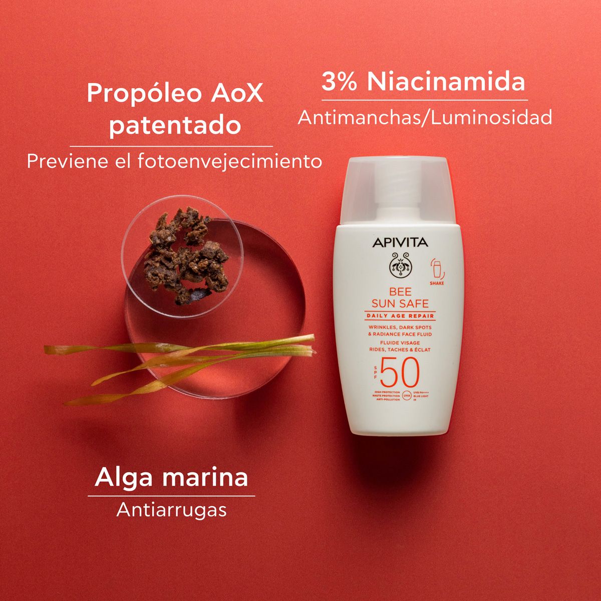 Fluid facial reparator anti-îmbătrânire Bee Sun Safe SPF 50 Farmacie cu protecție solară