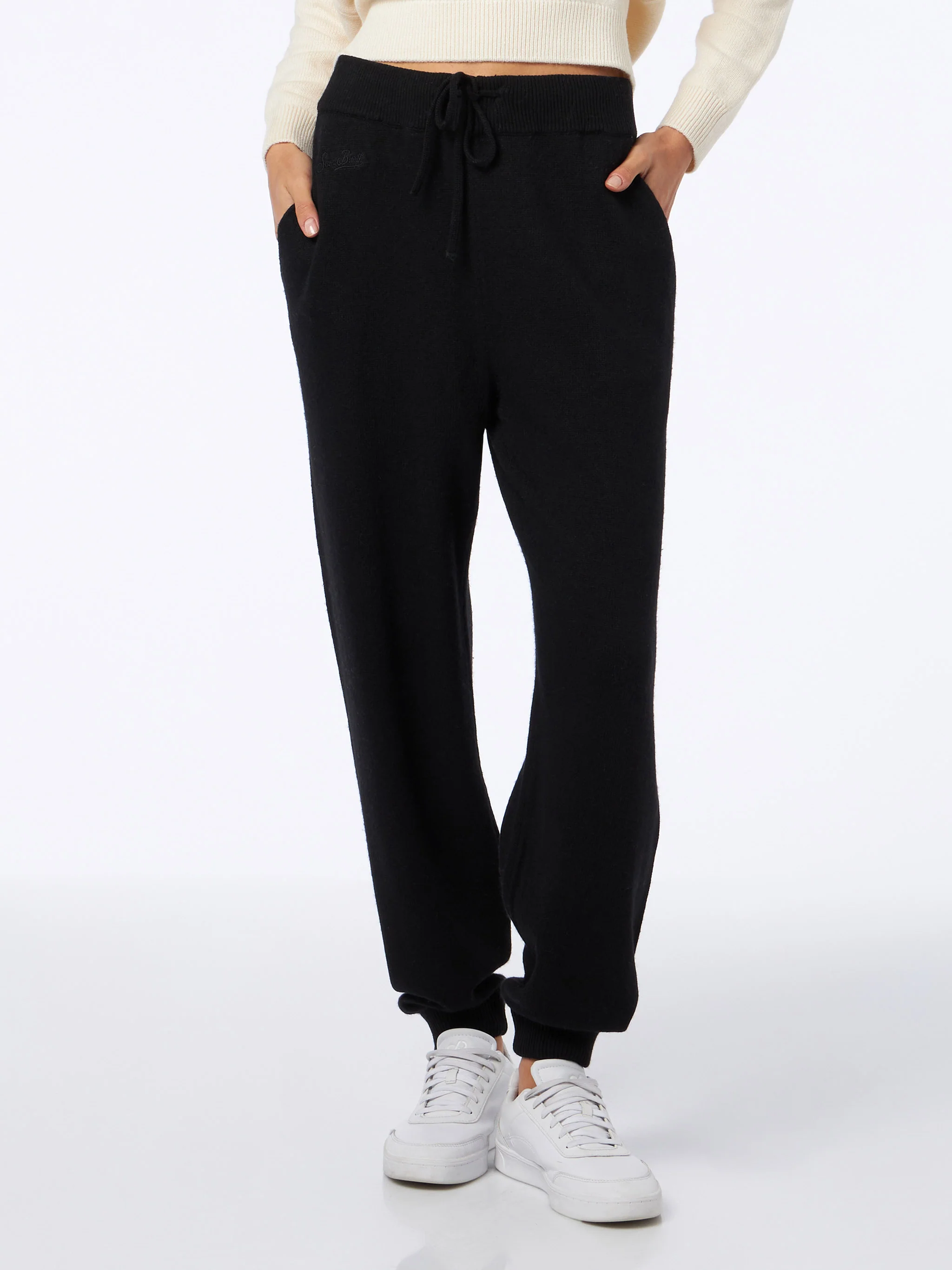 Dames zwarte gebreide joggingbroek