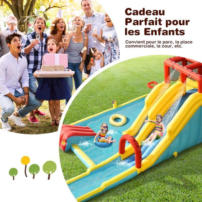 Château Gonflable Aquatique avec Piscine et Toboggan - GOPLUS - Pour 3 Enfants 3-10 Ans - Max. 160KG