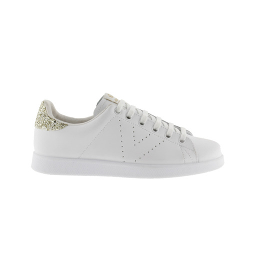  Zapatillas De Piel Victoria Tenis Con Trasera De Glitter Y Logotipo Troquelado