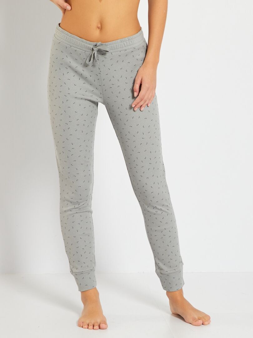 Pantalones de algodón acanalados - GRIS