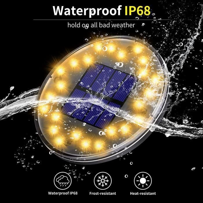 Luzes solares de jardim - Marca - 24 LEDs - À prova d'água IP68 - 4 peças