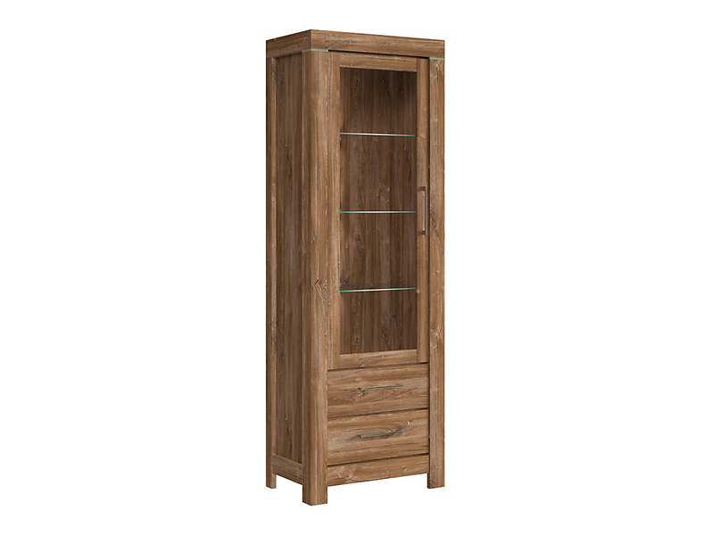 Witryna Gent 68 cm z drzwiami i 2 szufladami dąb stirling
