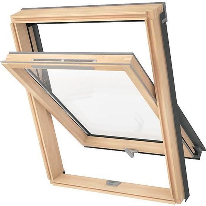 SOLSTRO AVY B900 M4A Dakraam (78 x 98 cm) naturel grenen afwerking, ventilatieklep - zonder afdichting