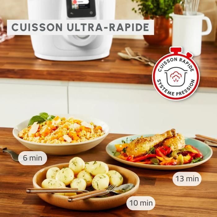 Multicooker Moulinex Cookeo Wifi 9 in 1, 6 litri, 9 modalità di cottura, bianco, CE952110