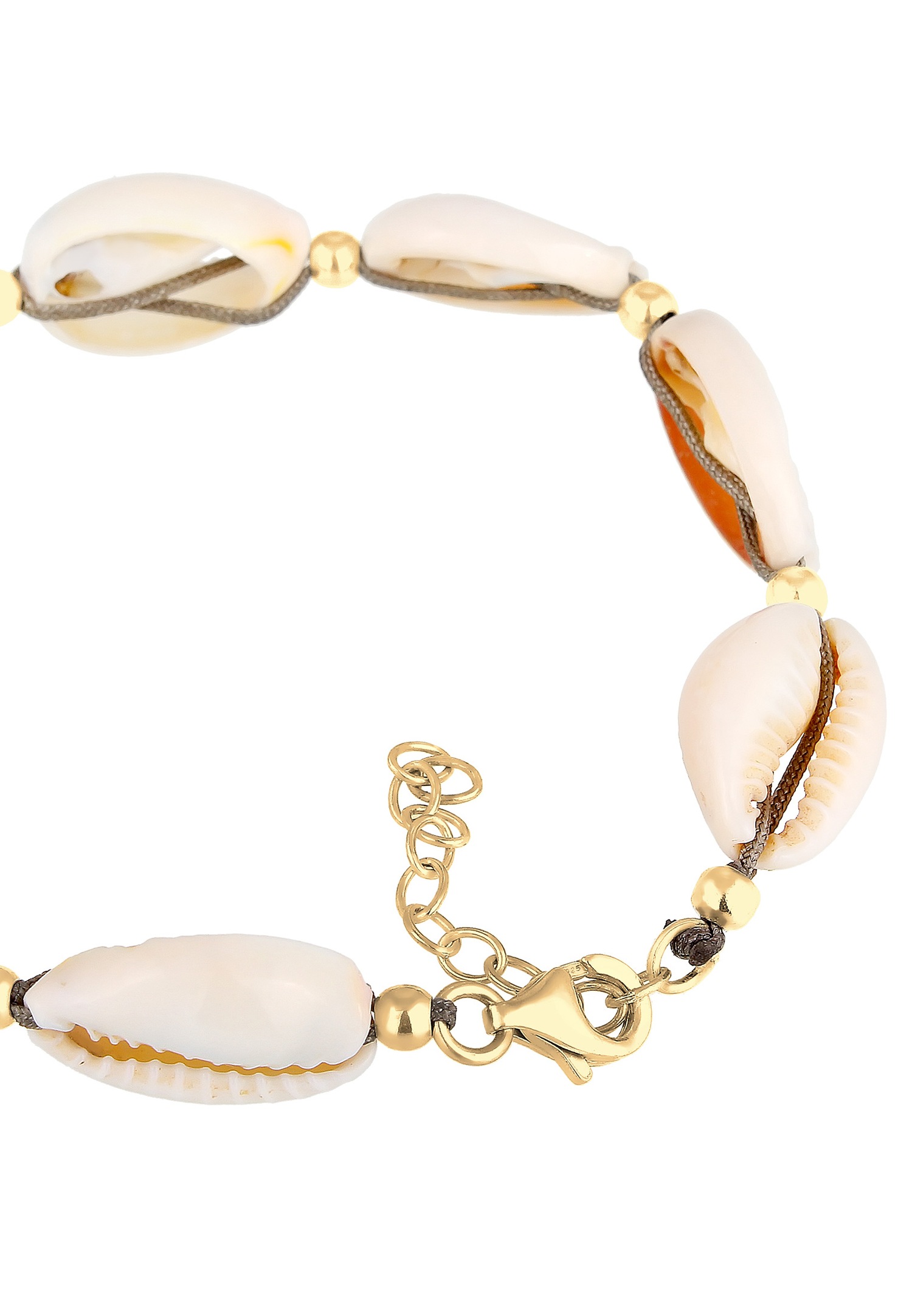 Elli Plage Été Coquillage Kauri Bracelet Femme Plaqué Or Argent (925/1000)