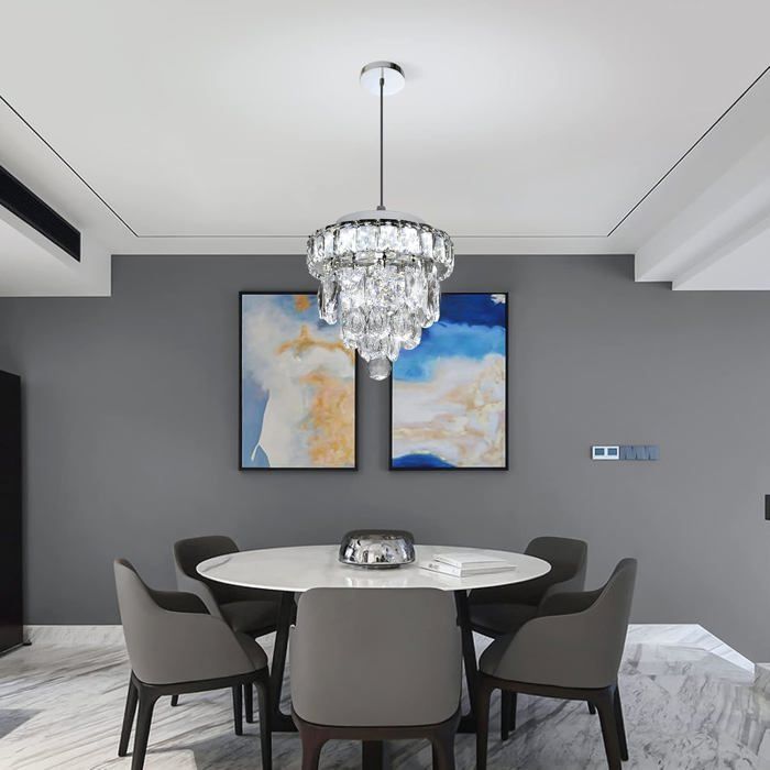 Lampadario mini in cristallo Ganeed, lampadario a incasso a LED dimmerabile con telecomando per corridoio (18W/3000-6500K, cromato)