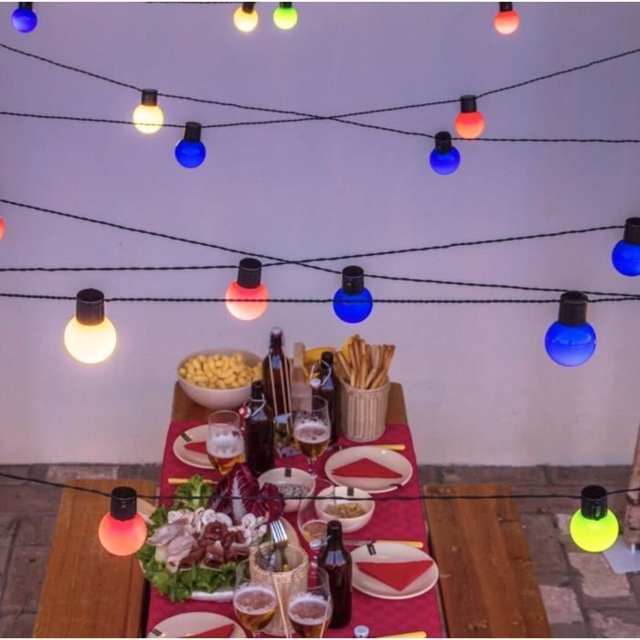 Guirnalda de luces solares LOTTI - 15 bombillas LED de Ø 5 cm - Multicolor - 8 m