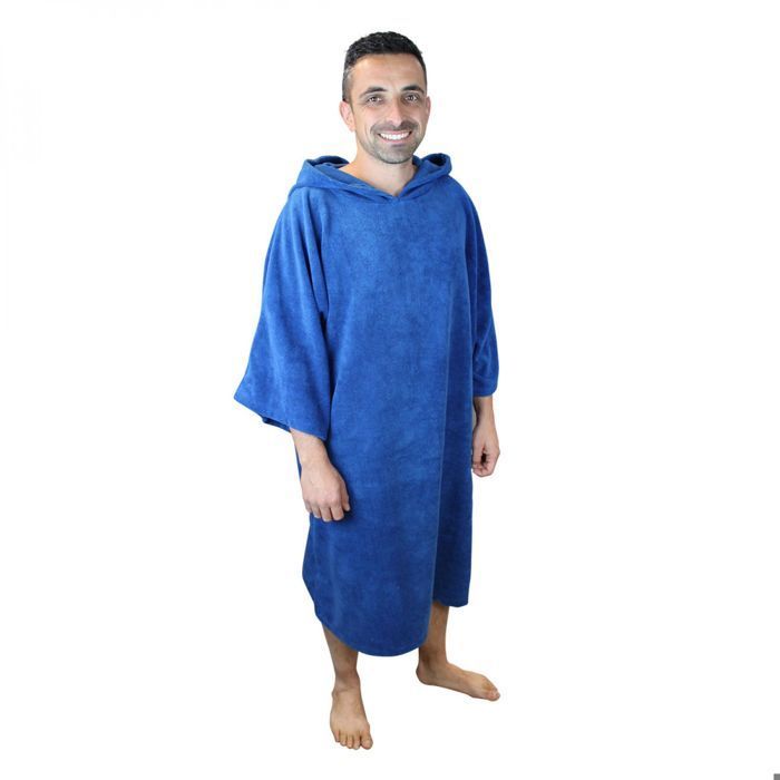 Vivezen Adult Bath or Beach Poncho Towel - Blue