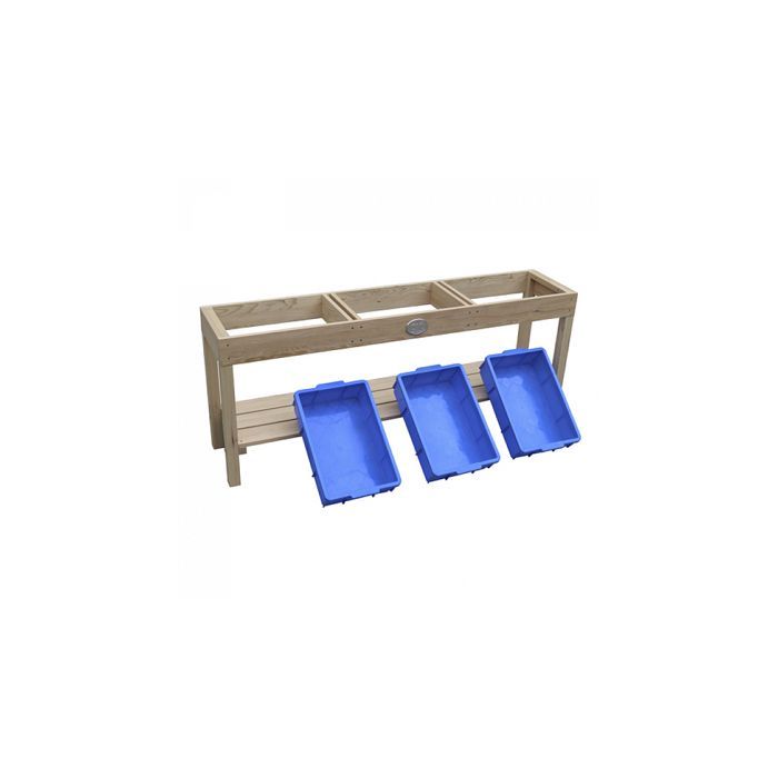 Mesa de arena y agua de madera AXI | Actividades para bebés | 3 recipientes y estante | 124 x 50 cm