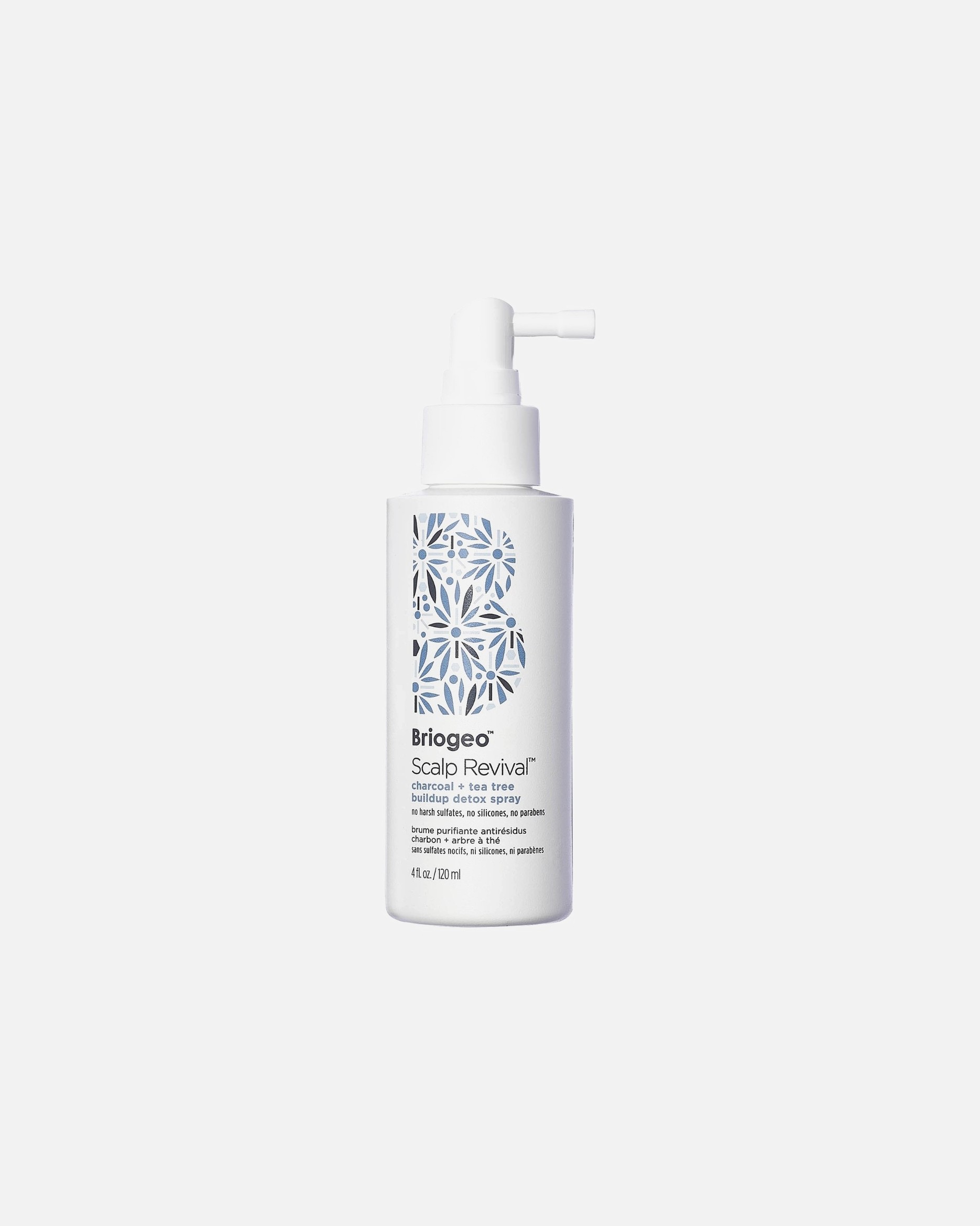 Briogeo matu šķidruma galvas ādas atjaunošanas™ aktivētās ogles + tējas koka eļļas detoksējošais sprejs - 120 ml