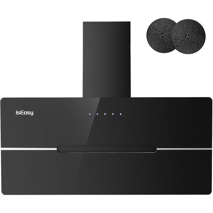 ISEASY 90cm afzuigkap - Zwart roestvrij staal - 524 m³/u - 3 snelheden