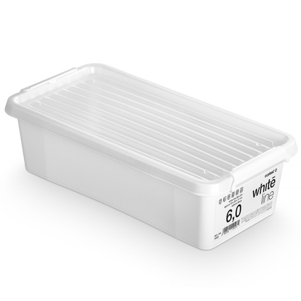 Pojemnik Pudło Plastikowe Z Pokrywą Biały 6 L