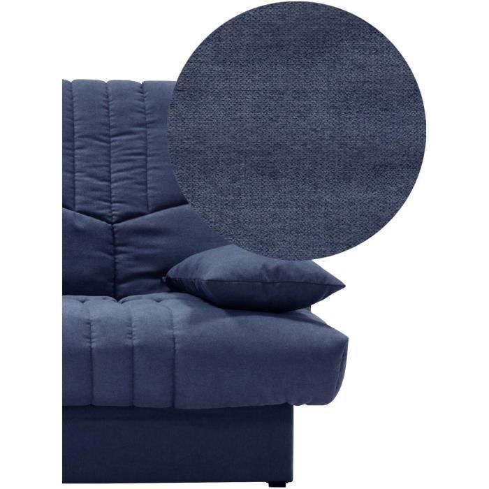 Sofá cama THELMA de 3 plazas - Tela Soro azul oscuro - Superficie para dormir 125 x 190 cm - Ancho 190 x Profundidad 92 x Alto 96 cm
