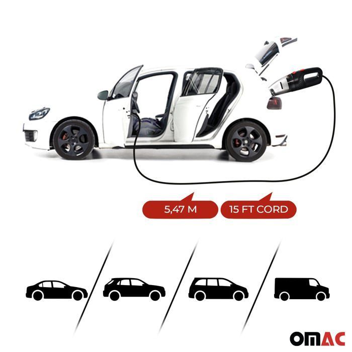 Powerful Portable Car Vacuum Cleaner for Wet and Dry Use - Black