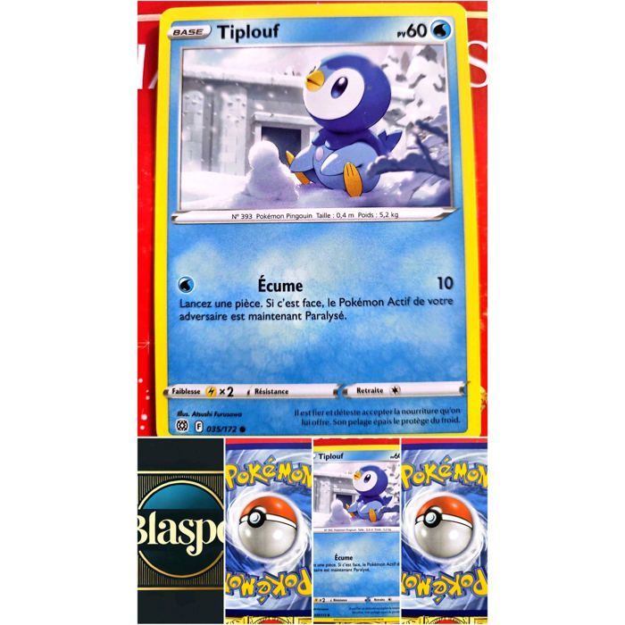 Carta Pokémon de Piplup 035/172 – Espada y Escudo – Carta oficial francesa