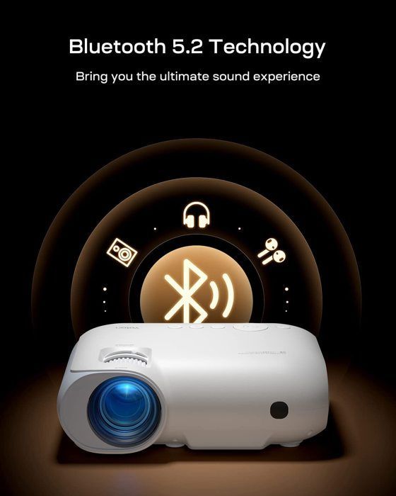 Yoton Y7 Projector - Native 1080P - 9000 Lumens - WiFi 5G Bluetooth - Keystone Zoom - Carrying Case