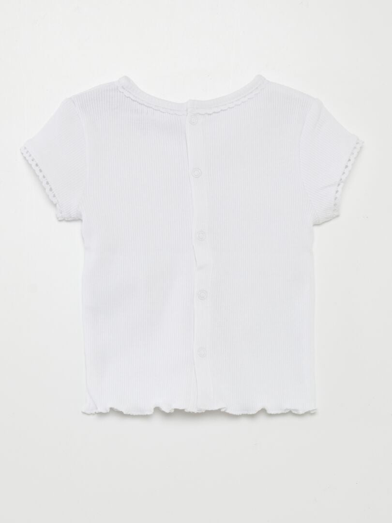 Geribbeld T-shirt - wit