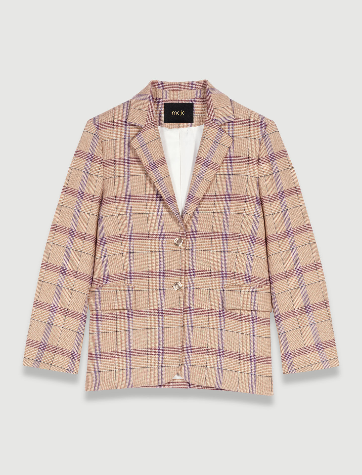 Beige ruudullinen puvuntakki