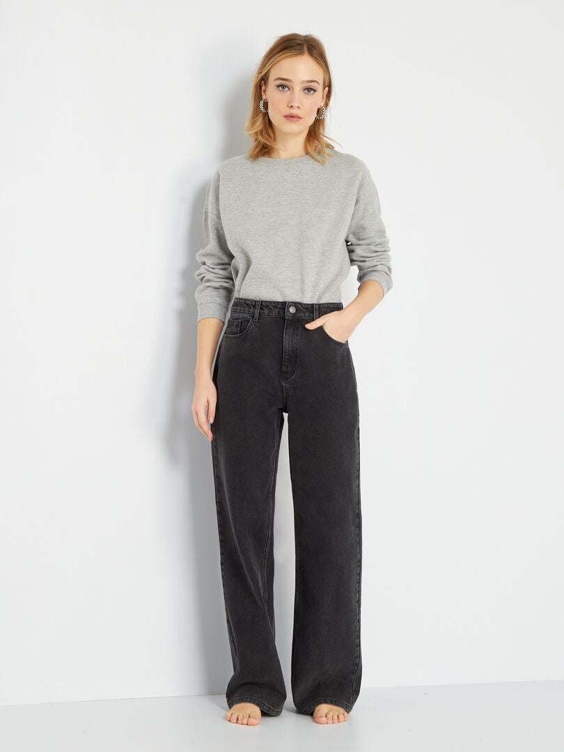 Pantalones vaqueros de pierna ancha - 32L - NEGRO
