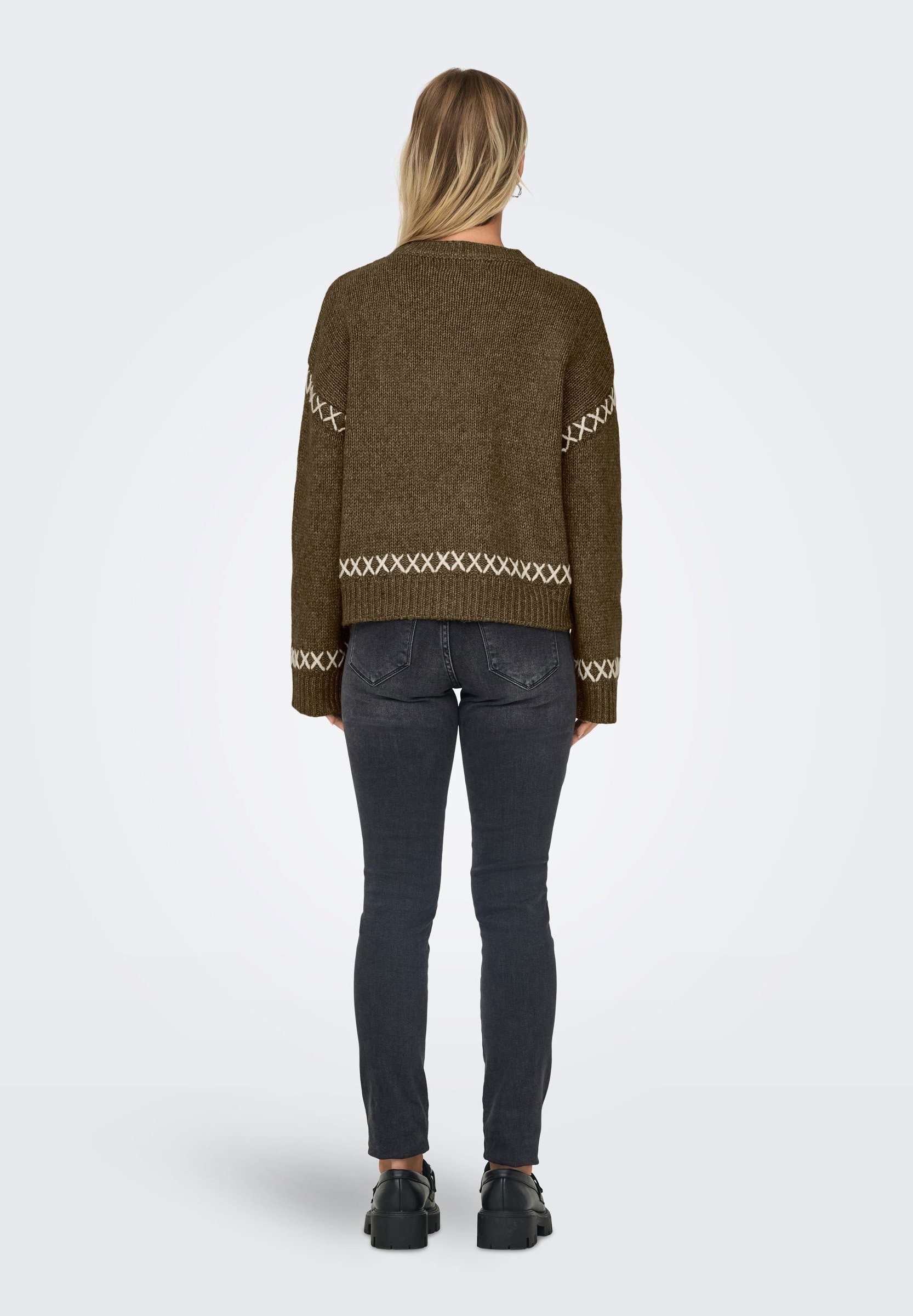 ONLY ONLAMANDA LIFE O-NECK DETAIL - Neule - cub detail/cloud dancer