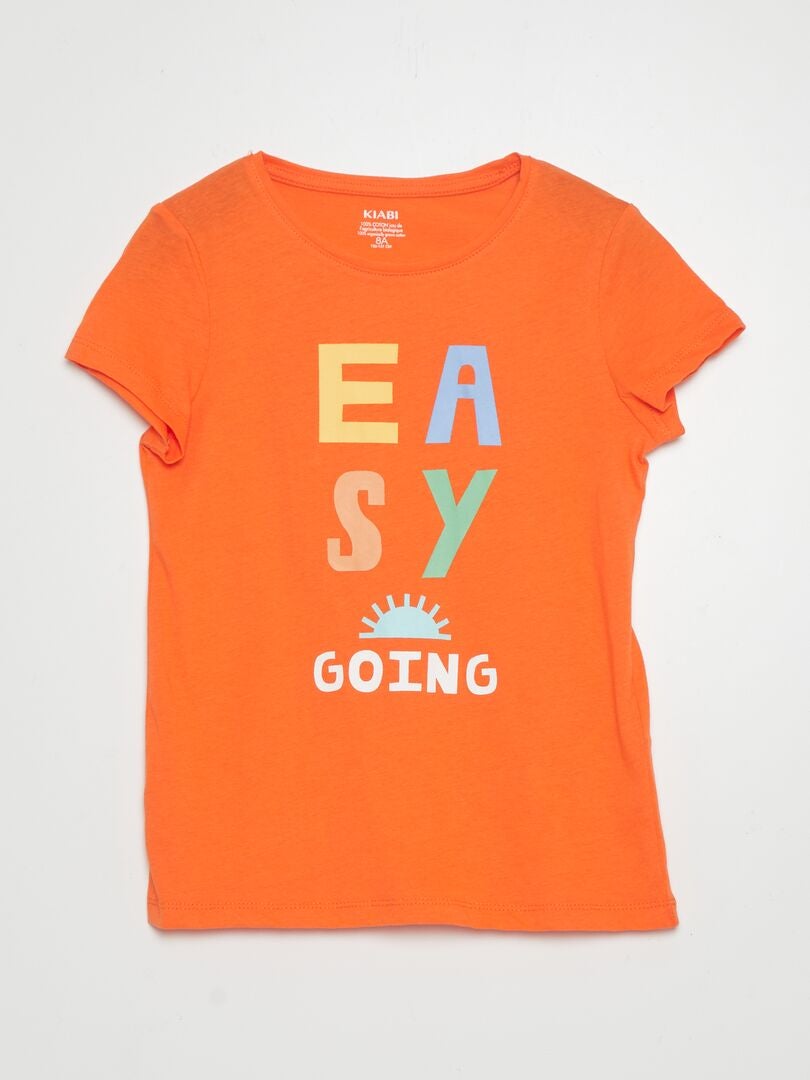 Camiseta estampada de punto - NARANJA