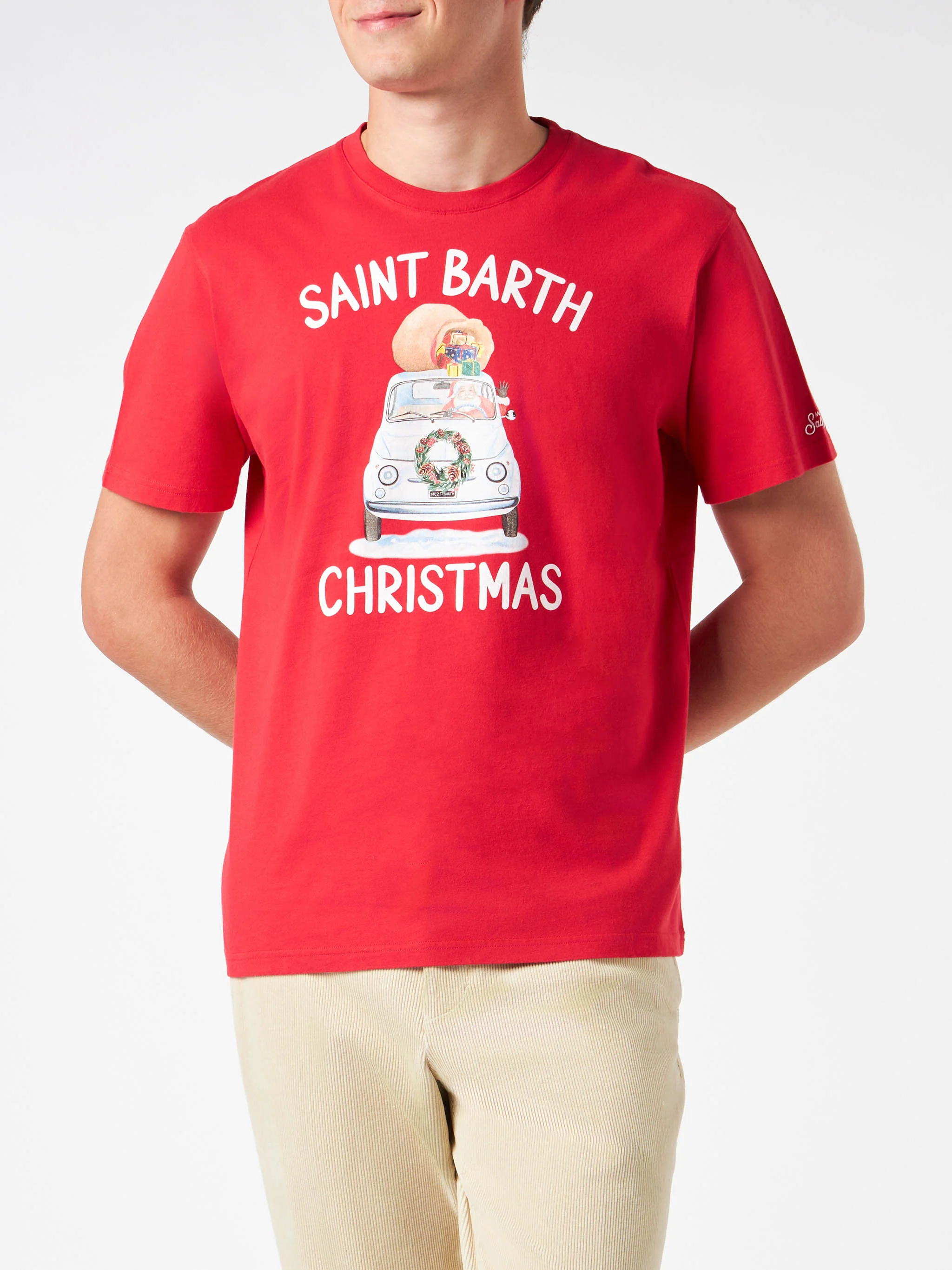 T-shirt van zwaar katoen voor heren met kerstprint van Saint Barth.