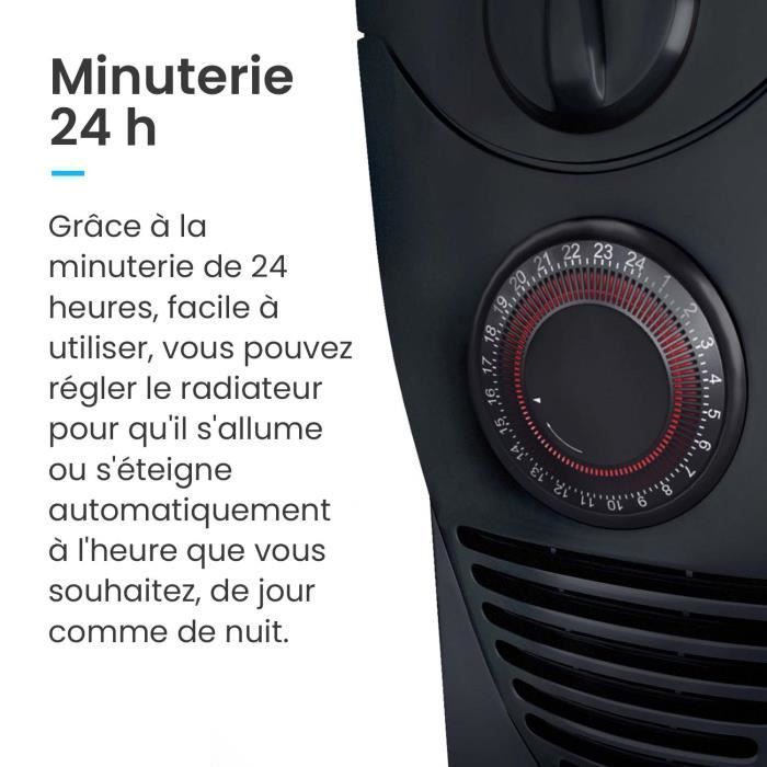 Pro Breeze Radiateur à bain d'huile 2500 W, 11 colonnes, Minuterie, 3 réglages de chaleur, Thermostat - Noir