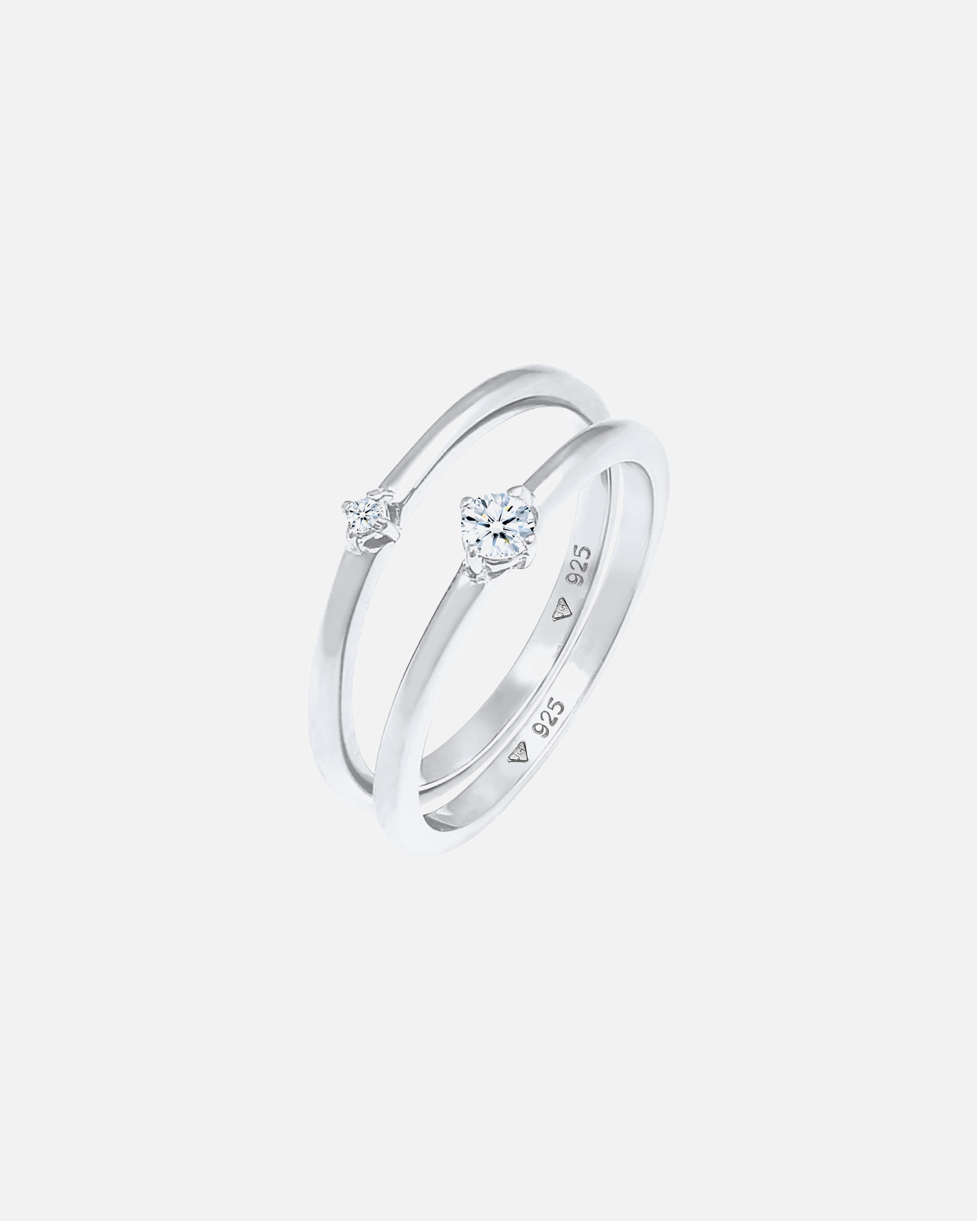 Elli DIAMONDS Solitaire pour dames classique élégant avec diamants (0,13 ct.) en argent sterling 925