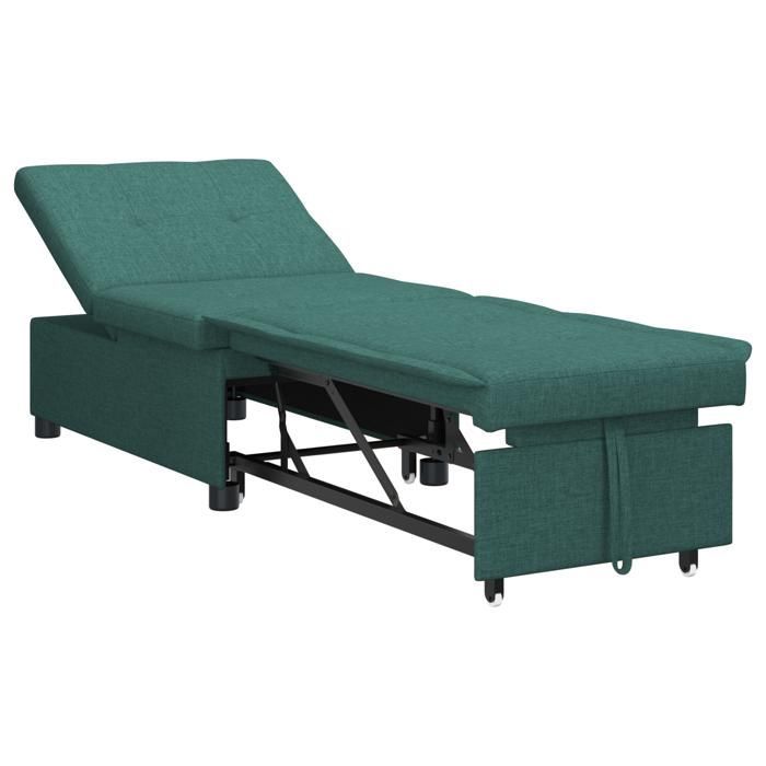 629318& Canapé-lit 3-en-1,Lit banquette,convertible - Design pliable en tissu vert foncé