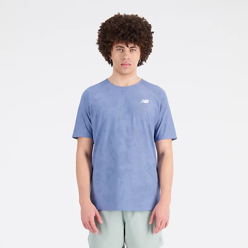 Męska koszulka Q Speed Jacquard med krótkim rękawem - MERCURY BLUE