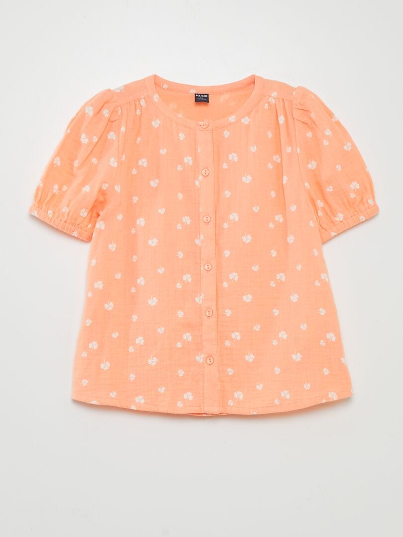 Blouse van katoenen gaas - ORANJE