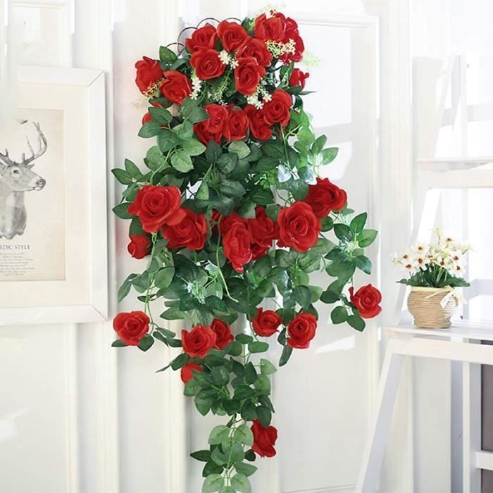 Künstliche Blumen - SODIAL - 2er-Pack - Rot - 90 cm - Hängende Dekoration