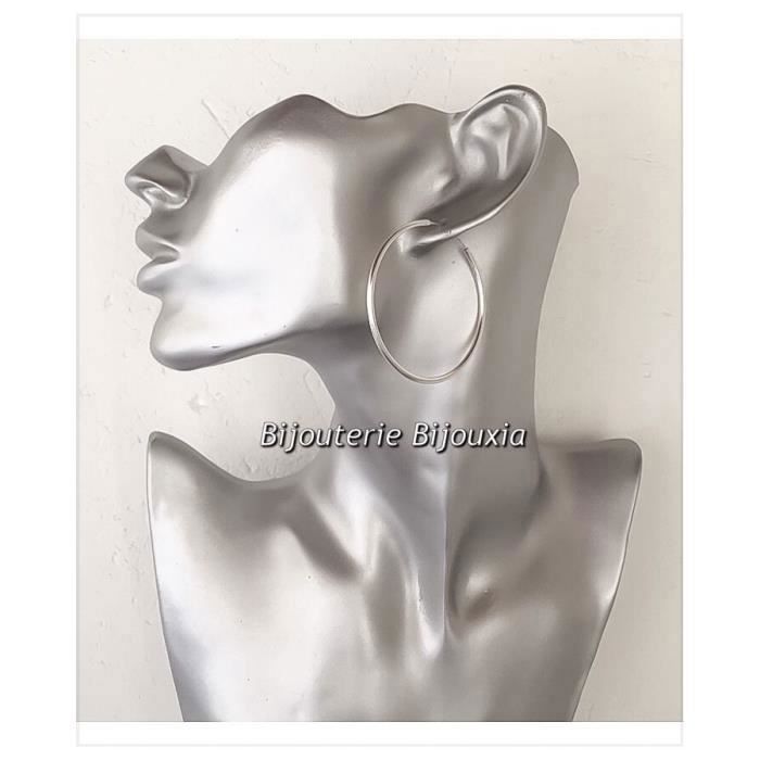 Brincos de argola em prata de lei 925 - Bijouxia Jewelry - 5 cm - Feminino - Adulto