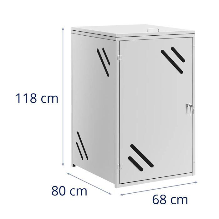 Cache-poubelle habillage abri 240 litres fentes d'aération acier inoxydable 201 argent métallisé 14_0008480