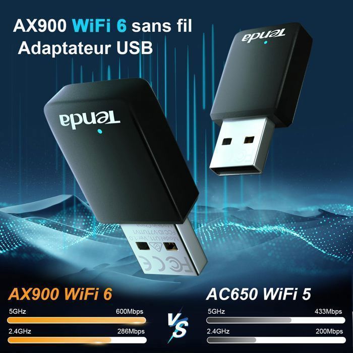 Tenda AX900 Potente Chiavetta WiFi, Adattatore WiFi USB per PC, Dongle WiFi, Dual Band 5G/2.4G, Soft-AP, MU-MIMO, Windows 7/10/11, U11