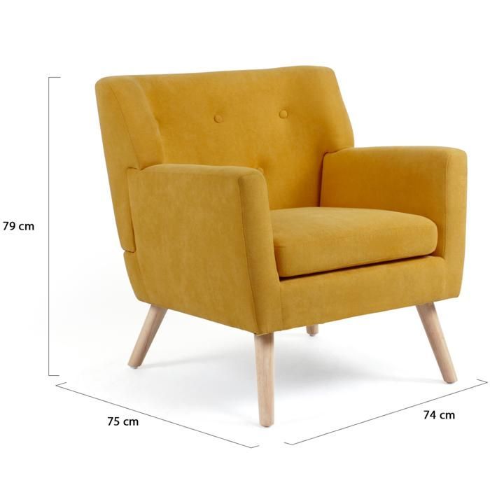 IDMARKET LIV Poltrona scandinava in tessuto giallo senape