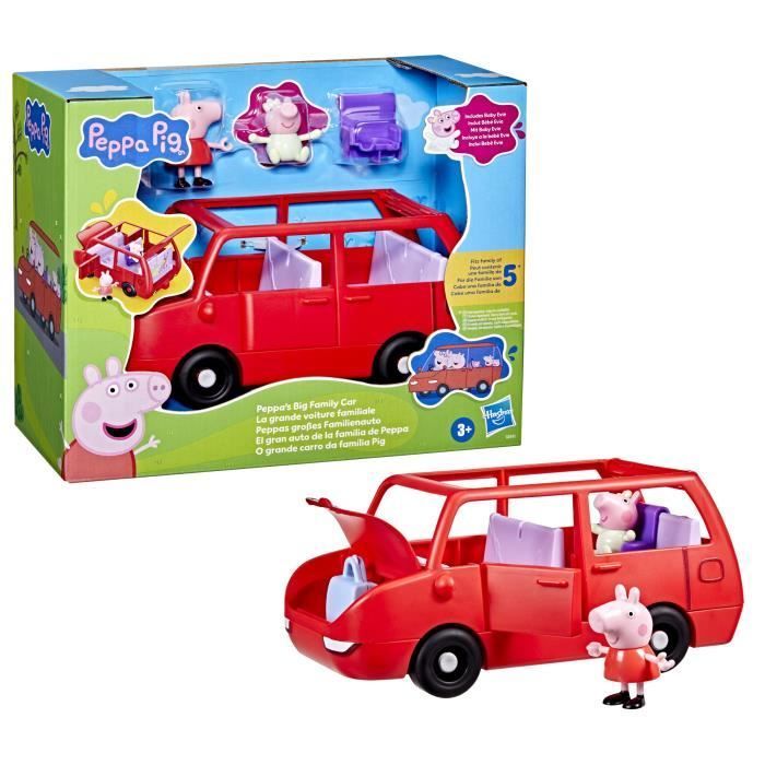 Peppa Pig El Gran Coche Familiar, set de juego con vehículo y 2 figuras, para mayores de 3 años.